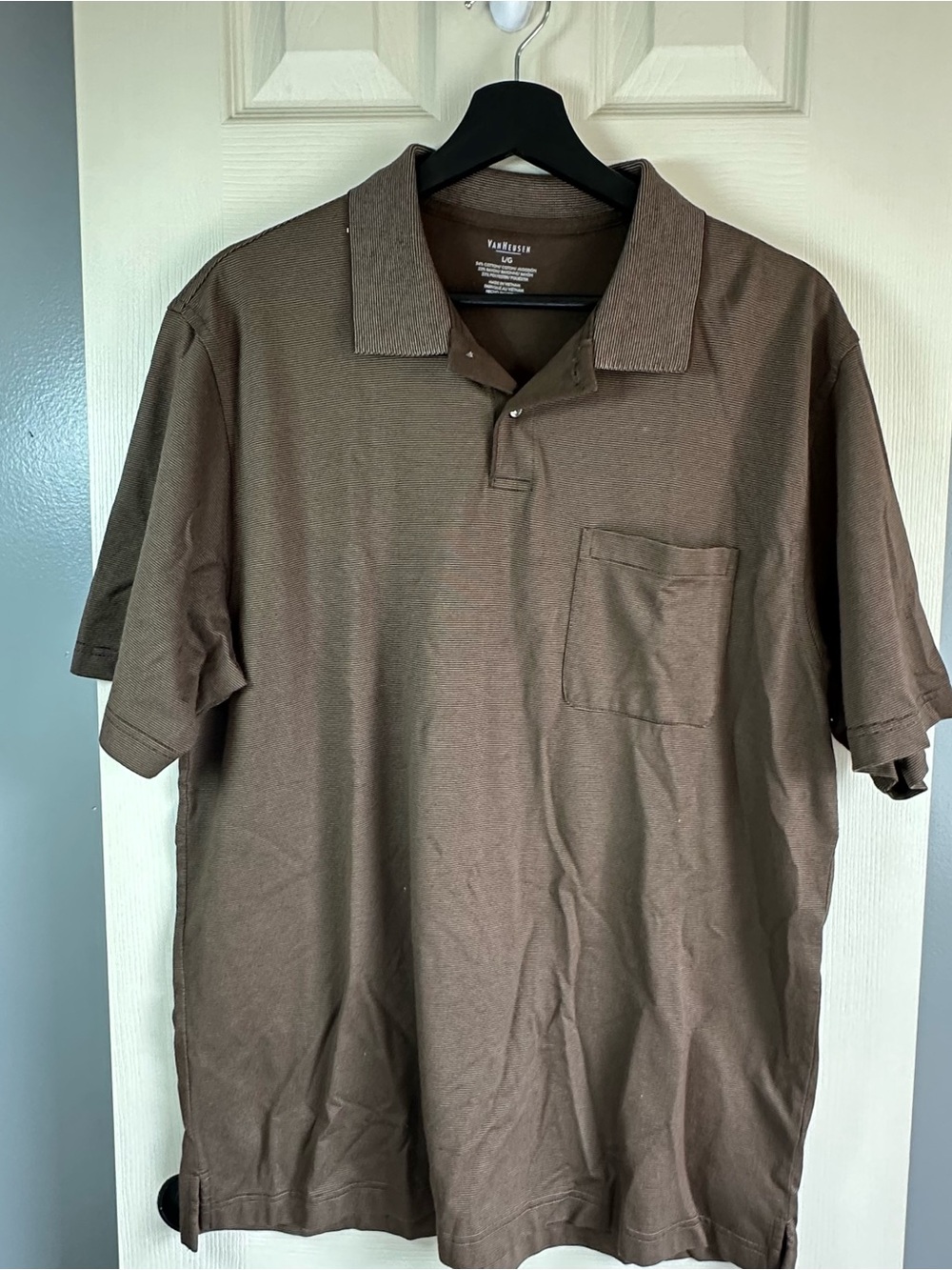 Van Heusen Brown Short-Sleeve Pocket Polo